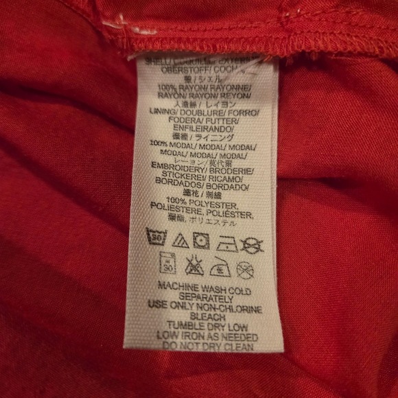 Free People Mia Embroidered Gauze Mini Dress Long Sleeve Boho, Size S, Red - Picture 4 of 10